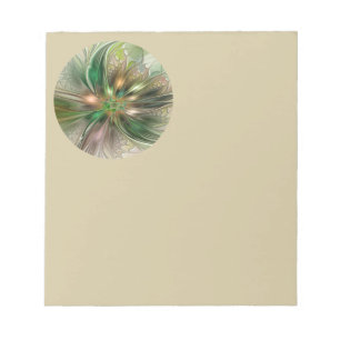 Colorful Fantasy Modern Abstract Fractal Flower Notepad