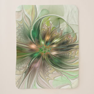 Colorful Fantasy Modern Abstract Fractal Flower Sherpa Blanket