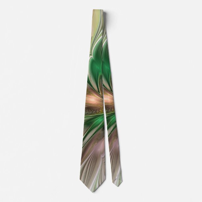 Colorful Fantasy Modern Abstract Fractal Flower Tie (Front)