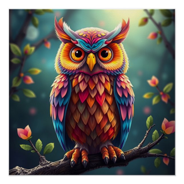 Colorful Fantasy Owl  Poster (Front)