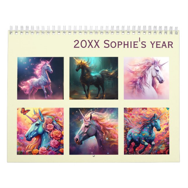Colorful fantasy unicorn new year calendar (Cover)