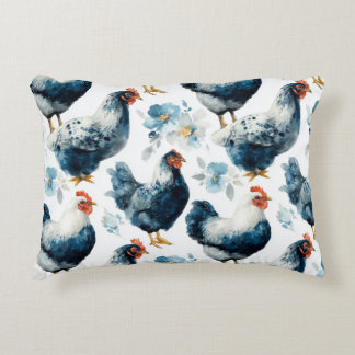 Colorful Farm Rooster And Hens Decorative Cushion
