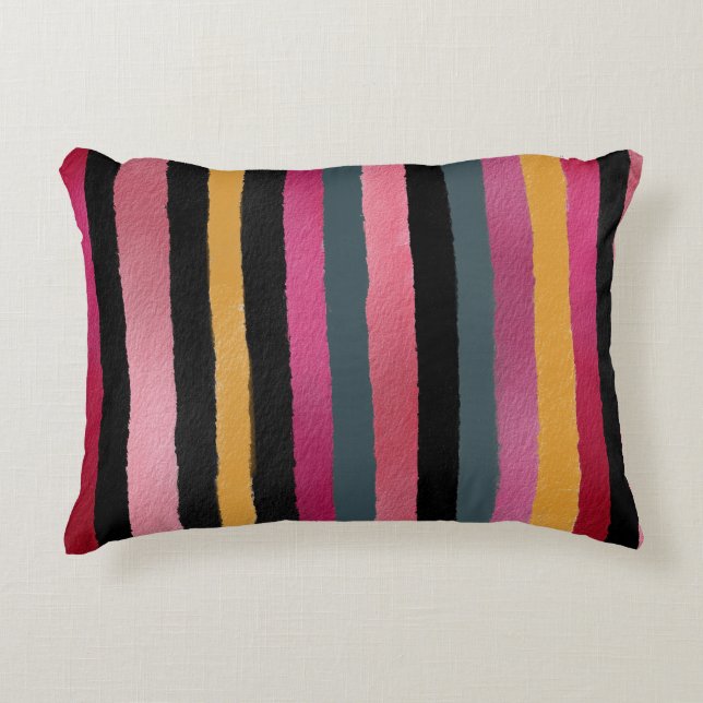 Colorful Farmhouse Stripes Decorative Cushion (Front)