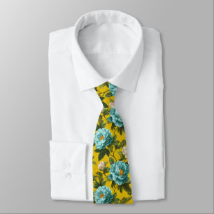 Colorful Fathers Day Gift Peonies Floral Tie