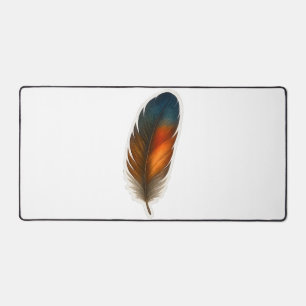 Colorful Feather Design Desk Mat