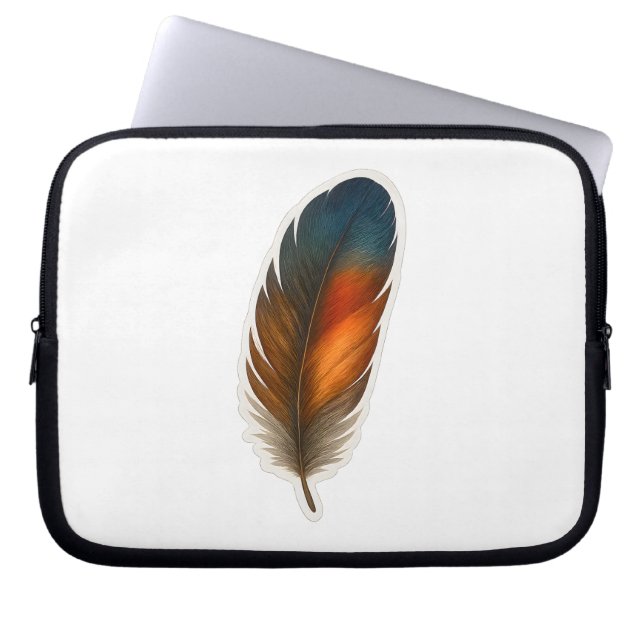 Colorful Feather Design Laptop Sleeve (Front)