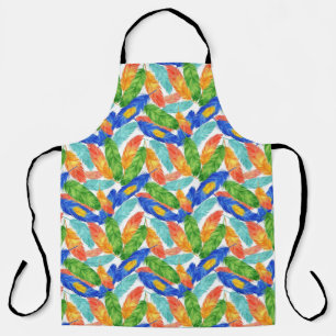 Colorful Feather Pattern — Watercolor Abstract Des Apron