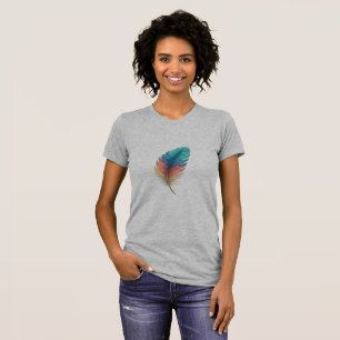 Colorful Feather Women’s T-Shirt Boho Style Print