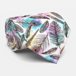 Colorful Feathers Pattern Tie