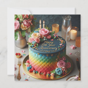 COLORFUL FESTIVE 5TH WEDDING ANNIVERSARY INVITATION