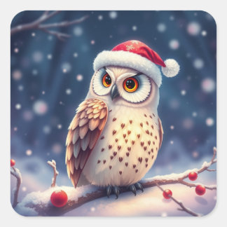 Colorful Festive Christmas Owl Stickers