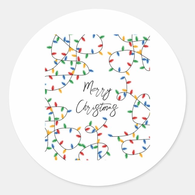 Colorful Festive Merry Christmas Lights Pattern  Classic Round Sticker (Front)