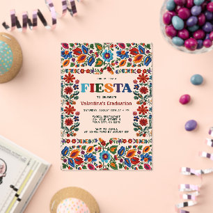 Colorful Fiesta Floral Folk Art Graduation Party Acrylic Invitations