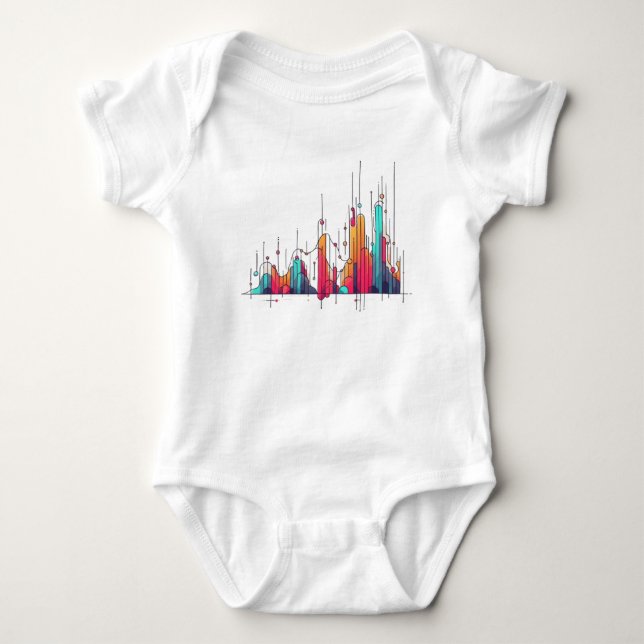 Colorful financial candlestick chart baby bodysuit (Front)