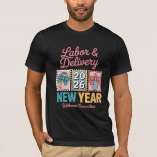 Colorful Fireworks Happy New Year 2026 Lettering f T-Shirt