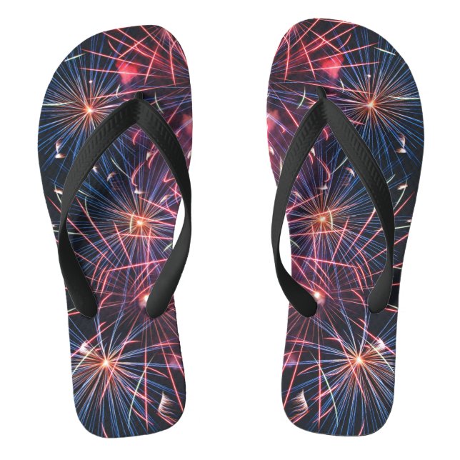 Colorful Fireworks Photo Thongs (Footbed)