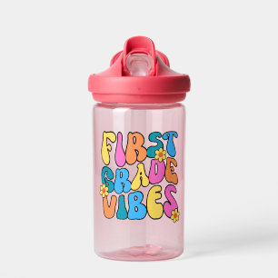 Colorful First Grade Vibes– Back to  school Retro Water Bottle