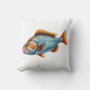 Colorful Fish Illustration with Detailed Features Cushion