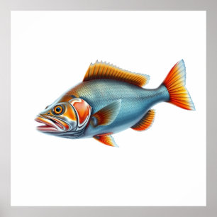 Colorful Fish Illustration with Detailed Features Poster
