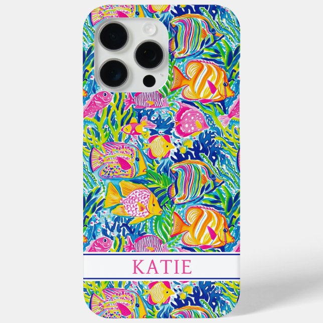 Colorful Fish Monogrammed Case-Mate iPhone Case (Back)