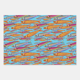 Colorful Fish Wrapping Paper Sheets