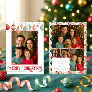 Colorful Five Photo Merry Christmas Holiday Card