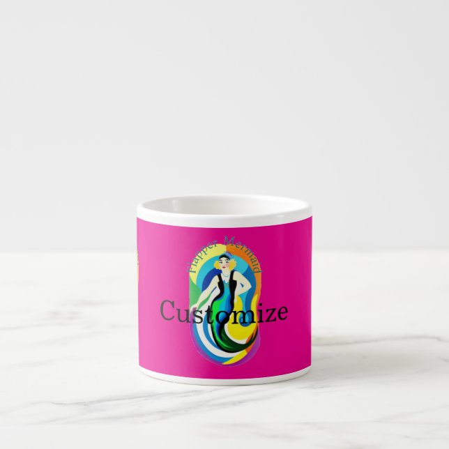 Colorful Flapper Mermaid Thunder_Cove Espresso Cup (Front)