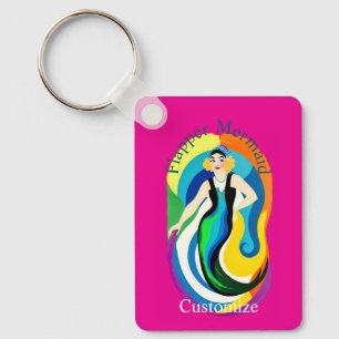 Colorful Flapper Mermaid Thunder_Cove Key Ring