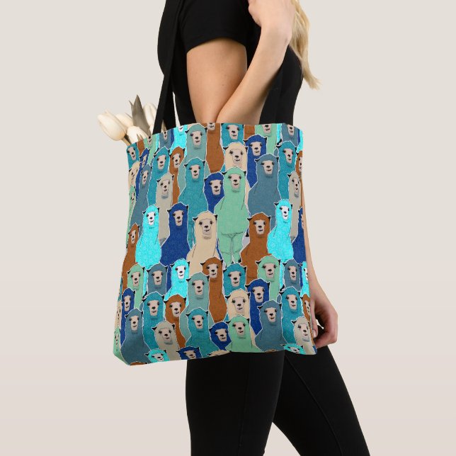 Colorful Floral Alpaca Tote Bag (Close Up)