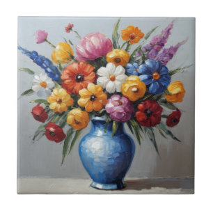 Colorful floral arrangement ceramic tile
