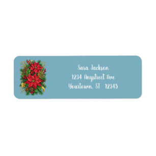 Colorful Floral Arrangement for Christmas Return Address Label
