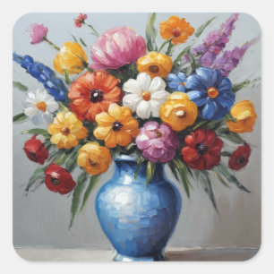 Colorful floral arrangement square sticker