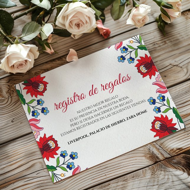 Colorful Floral Botanical Modern Spanish Wedding Enclosure Card (Colorful Floral Botanical Modern Spanish Wedding Enclosure Card)