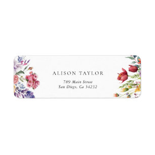 Colorful Floral Bridal Shower Return Address Return Address Label