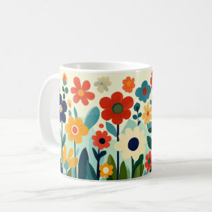 Colorful Floral, Bright Vibrant Folk pretty Coffee Mug