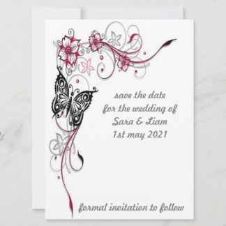 colorful floral butterfly save the date