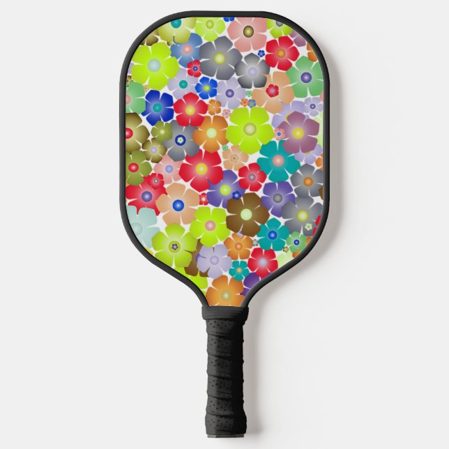 Colorful Floral Design Pickleball Paddle (Front)