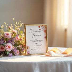 Colorful Floral Drinks Menu Bridal Shower Poster