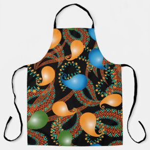 Colorful floral ethnic 3d Paisley seamless pattern Apron