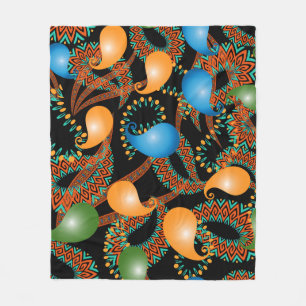 Colorful floral ethnic 3d Paisley seamless pattern Fleece Blanket