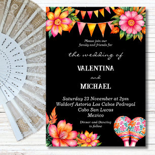 Colorful Floral Fiesta Mexican Wedding Invitation