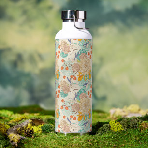 Colorful Floral Garden Pattern Water Bottle