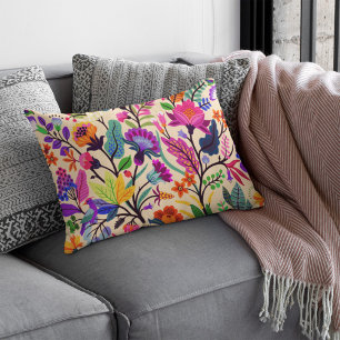 Colorful Floral Illustration Flowers Print Pattern Decorative Cushion