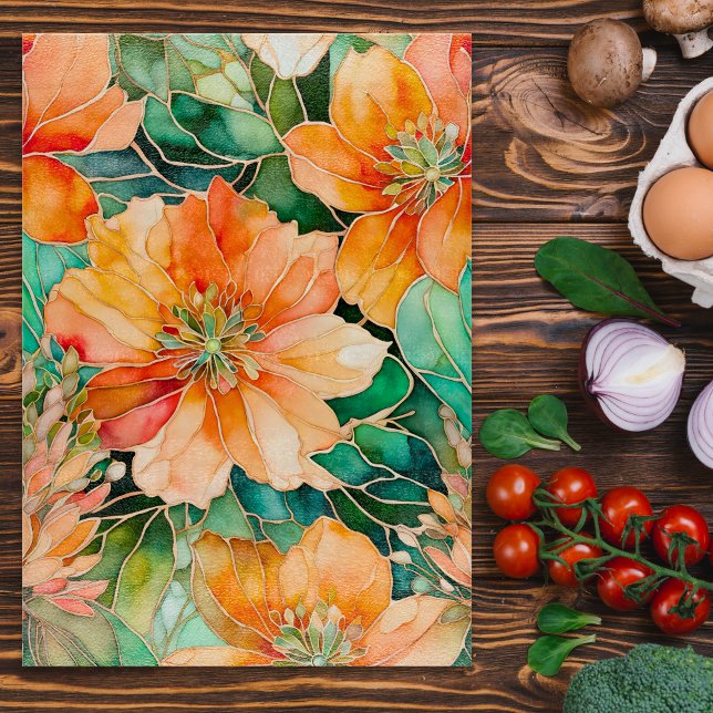 Colorful Floral Ink Art Chopping Board (Creator Uploaded)