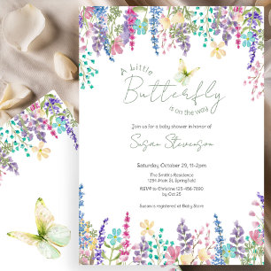 Colorful Floral Little Butterfly Baby Shower  Invitation