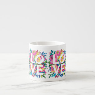 Colorful Floral LOVE Watercolor Flowers Mug – Roma