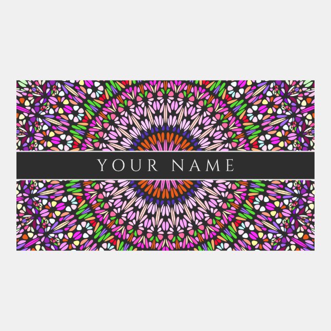 Colorful Floral Mandala Business Card Template (Front)