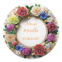 Colorful floral mendhi favor stickers