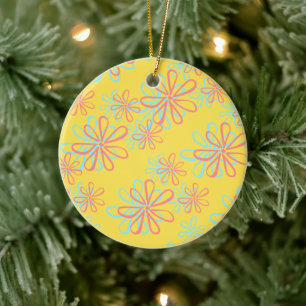 Colorful Floral Pattern Ceramic Ornament