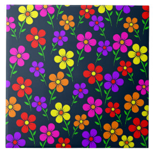 Colorful Floral Pattern Ceramic Tile